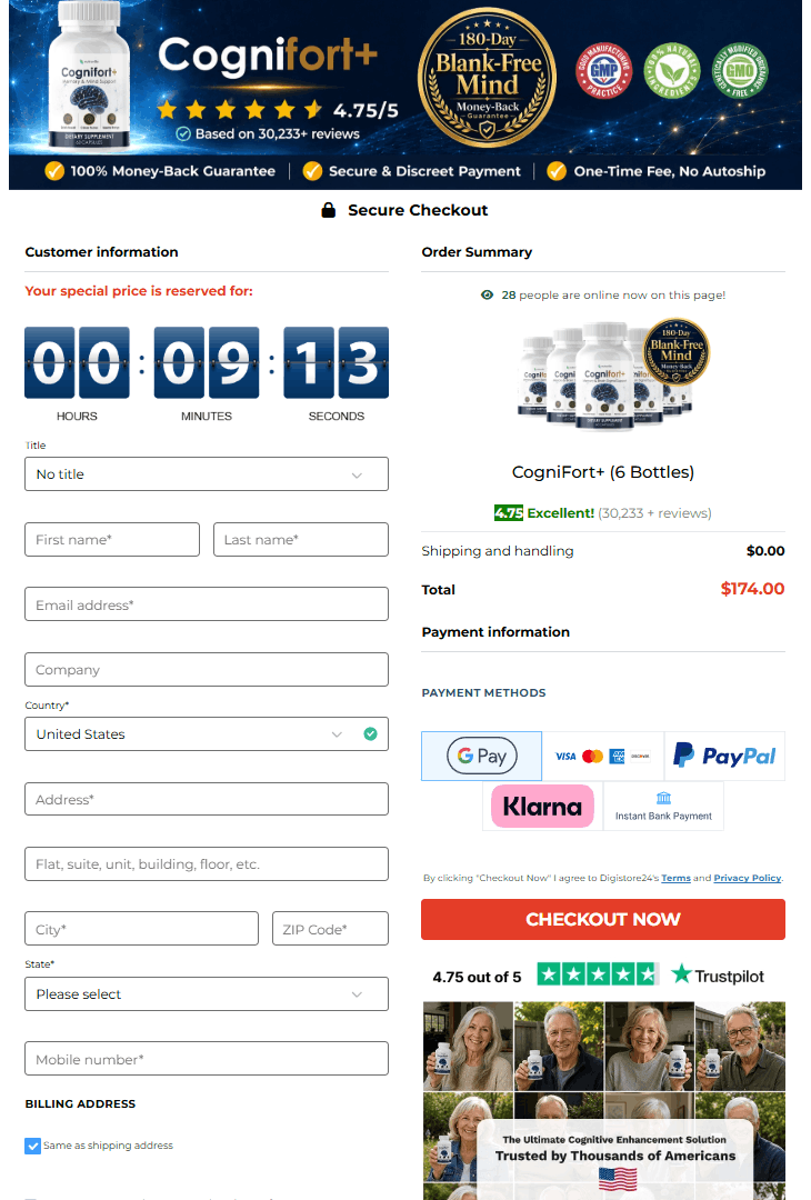 CogniFort+ order page